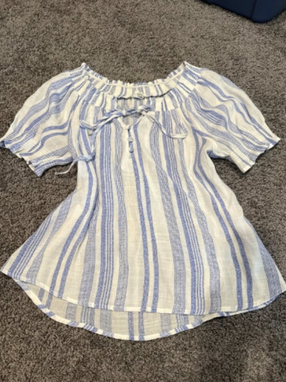 Women's Airy Beachy Striped Top Lightweight Summer Blouse Medium